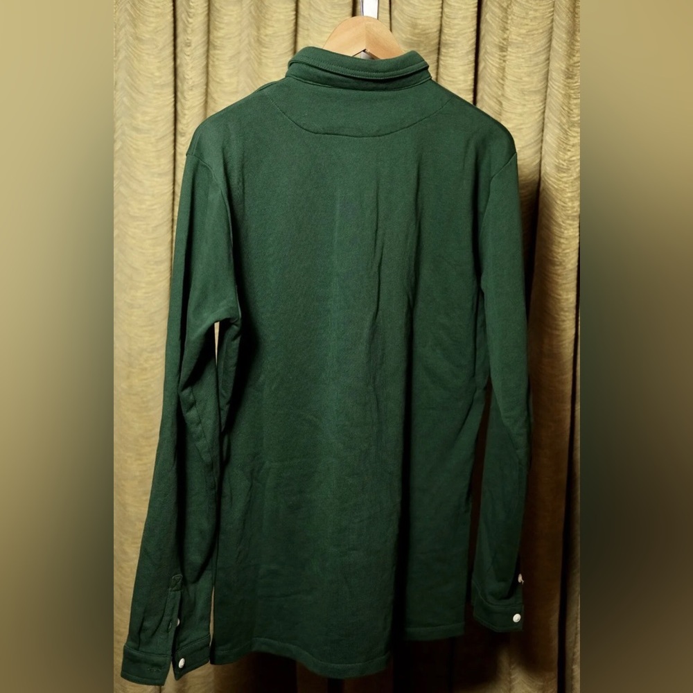 Simon James Cathcart Bottle Green Spearpoint Dagger Collar Polo Sweater, Sz 16 M - Picture 2 of 7